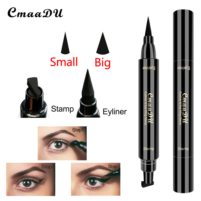 New 2 In1 Eyeliner Stamp Liquid Eyeliner Pencil Makeup Stamps Seal Pen Stamp Waterproof Eyeliner view 3