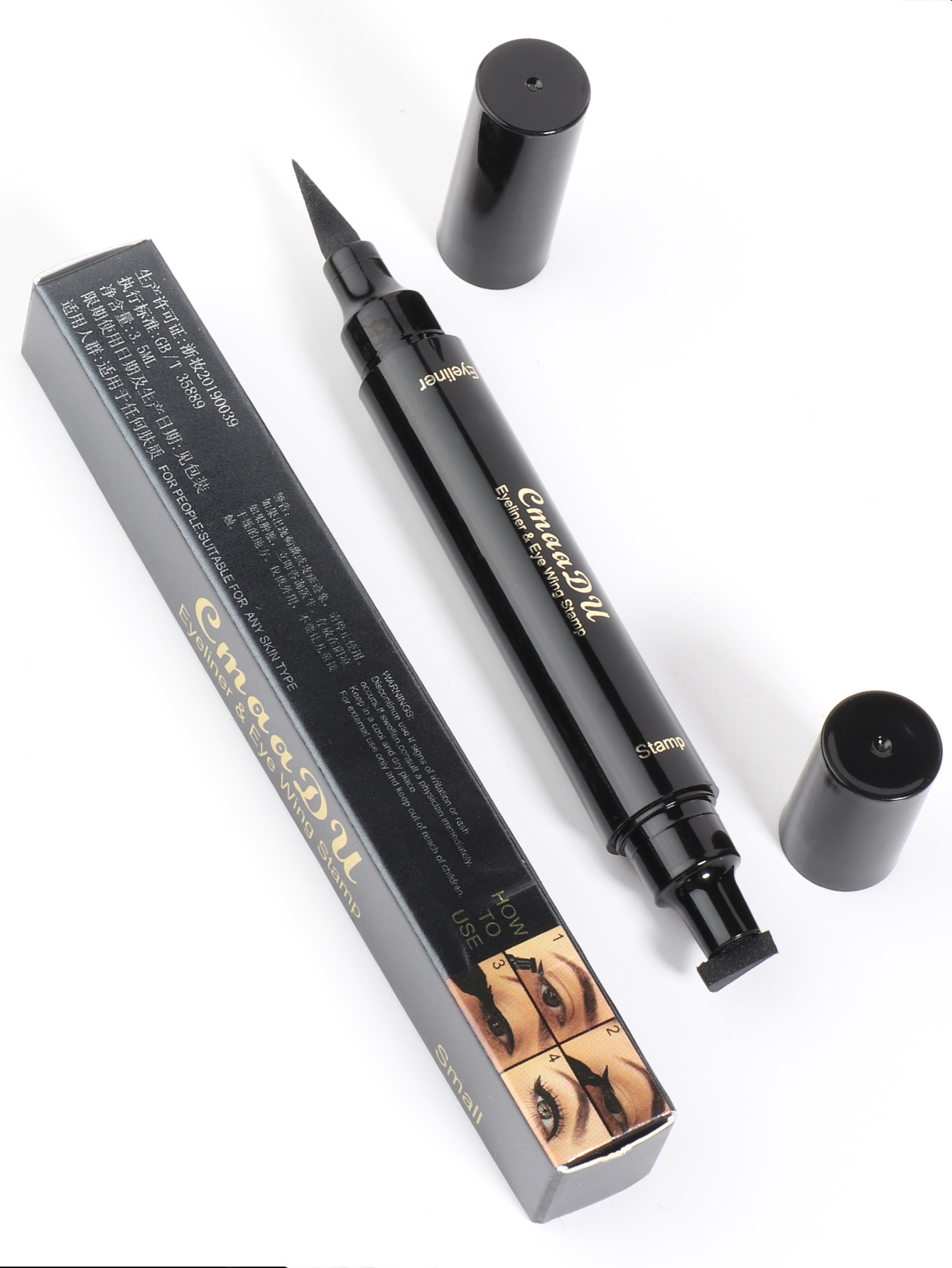 New 2 In1 Eyeliner Stamp Liquid Eyeliner Pencil Makeup Stamps Seal Pen Stamp Waterproof Eyeliner view 5