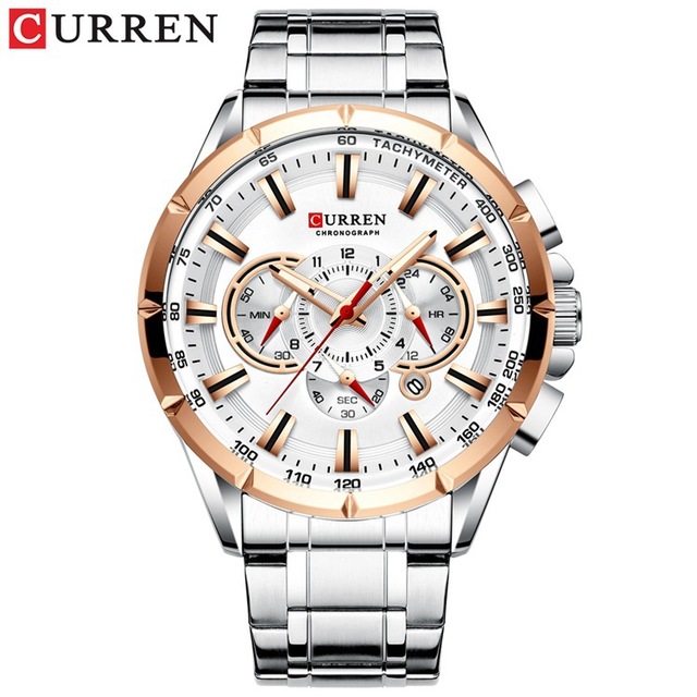 CURREN New Sport Chronograph Men's Watches Stainless Steel Band Wristwatch Quartz Watches Men Sales