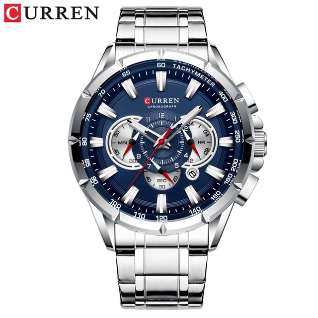 CURREN New Sport Chronograph Men's Watches Stainless Steel Band Wristwatch Quartz Watches Men Sales