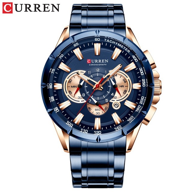 CURREN New Sport Chronograph Men's Watches Stainless Steel Band Wristwatch Quartz Watches Men Sales
