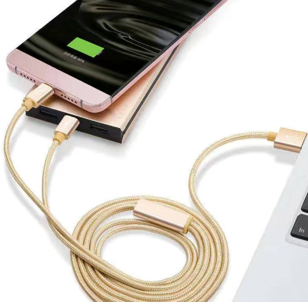 2 in 1 Micro USB Cable Lighting Cable For Samsung iPhone Fast Charge Cable Android Mobile Phones