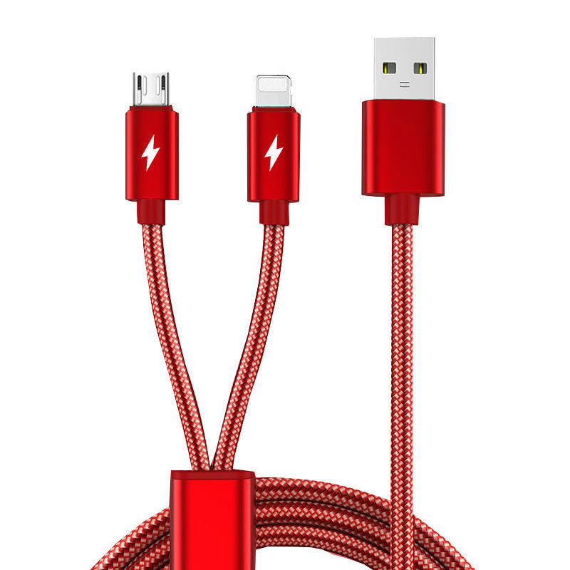 2 in 1 Micro USB Cable Lighting Cable For Samsung iPhone Fast Charge Cable Android Mobile Phones