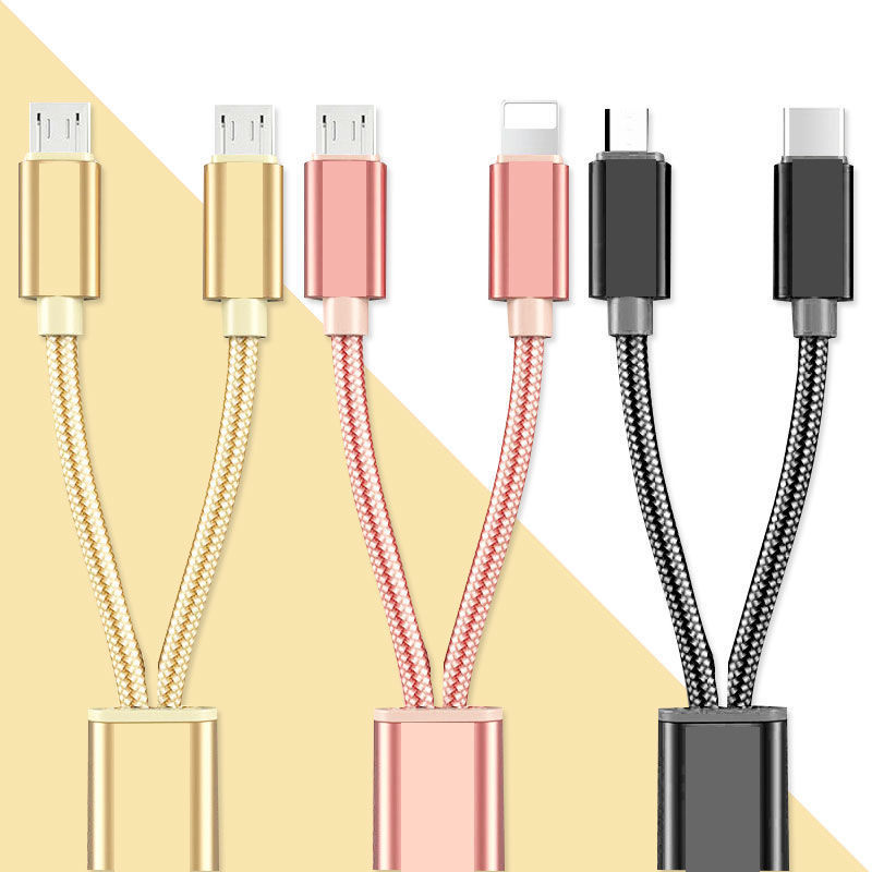 2 in 1 Micro USB Cable Lighting Cable For Samsung iPhone Fast Charge Cable Android Mobile Phones