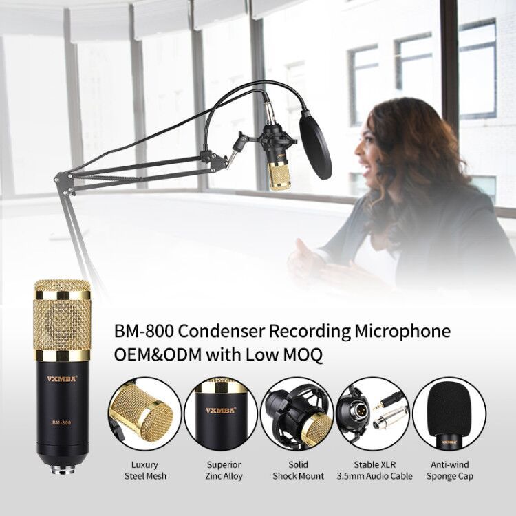 BM800 Karaoke Condenser Microphone Professional Studio Mic Recording Broadcasting Speaker System