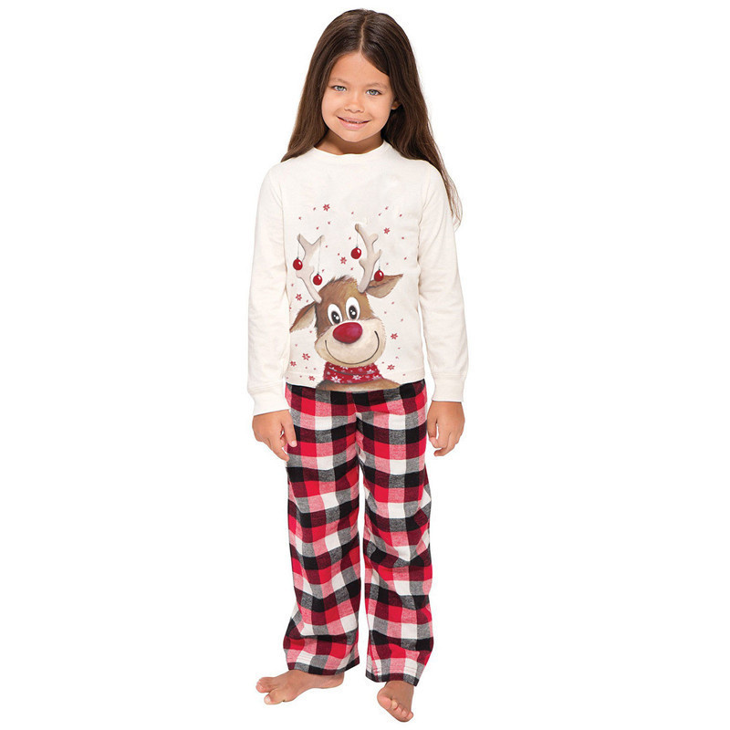 Christmas Clothes Family Pajamas Set Deer Adult Kid Clothes Top+Pants Xmas Sleepwear Set Baby Romper