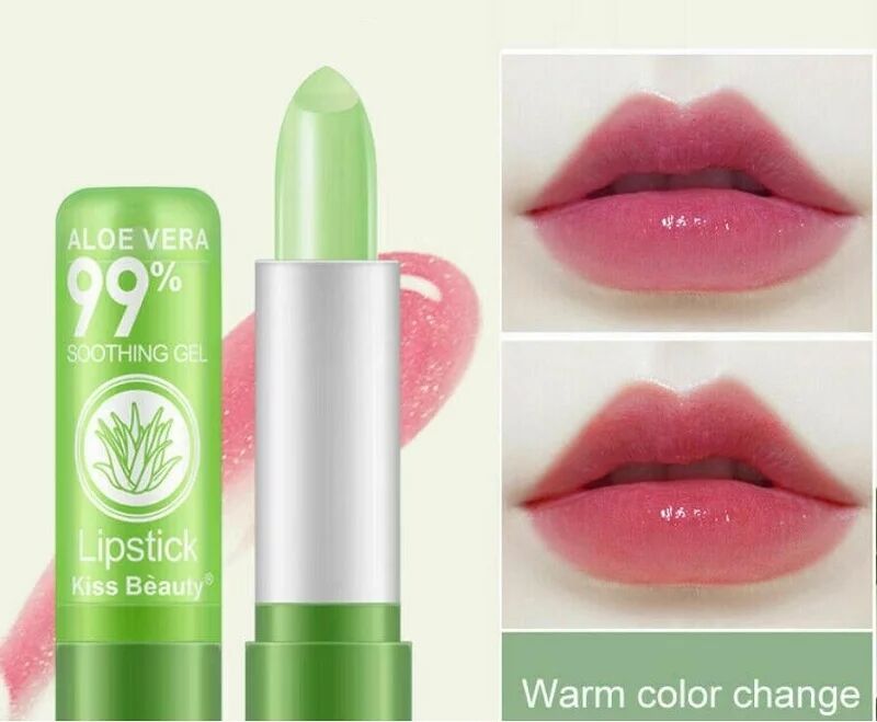 1PC Moisture Lip Balm Long-Lasting Aloe Vera Lipstick Color Mood Changing Moisturizing  Makeup view 2