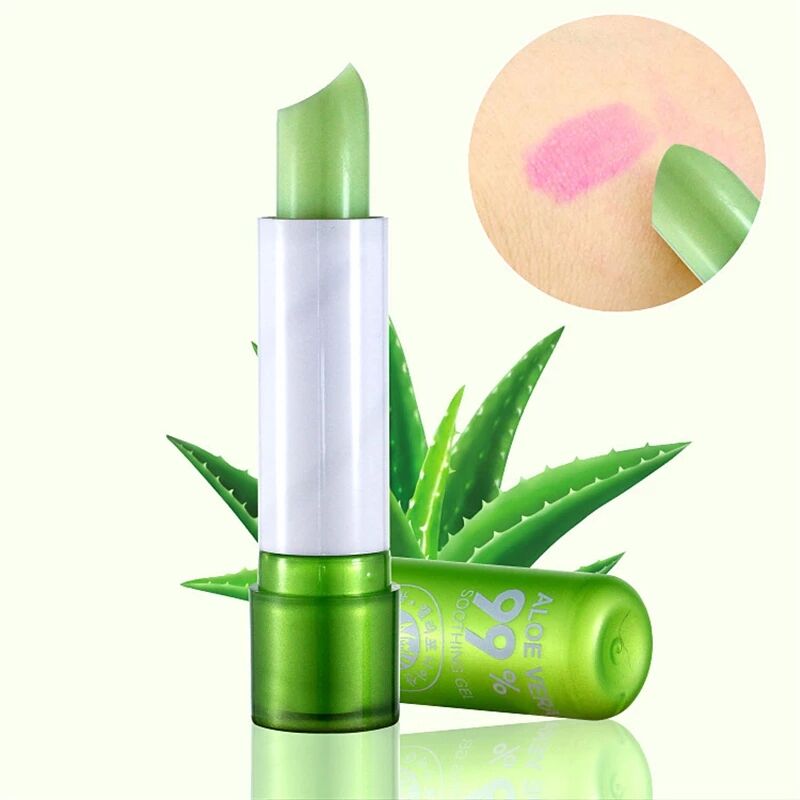 1PC Moisture Lip Balm Long-Lasting Aloe Vera Lipstick Color Mood Changing Moisturizing  Makeup view 4