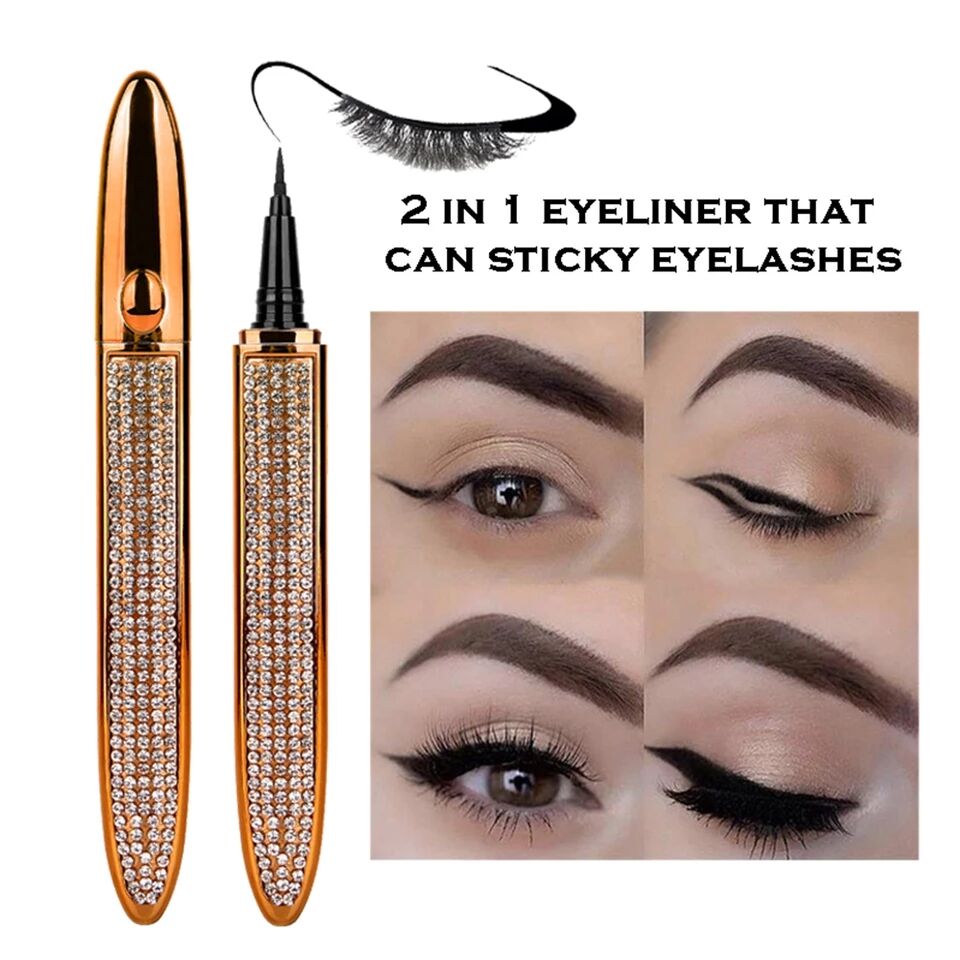 2 In 1 Magic Self Adhesive Lashes Eyeliner Diamond No Glue Quick Drying Eyelashes Sticking Makeup view 3