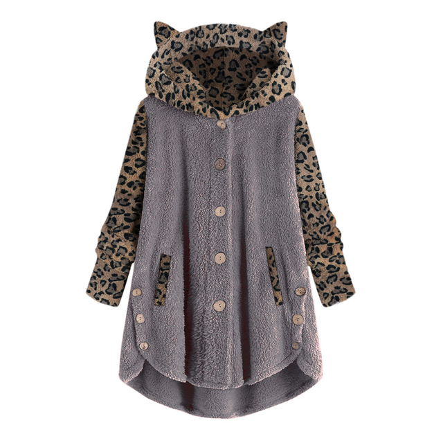 New Leopard Hoodies Women Jackets Women Coats Patchwork Tops Hooded Pullover Plus Size Windbreaker