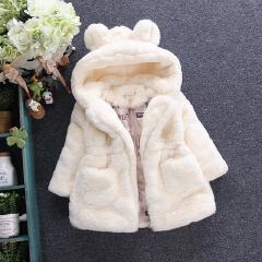 Baby Girl Clothes Winter Warm Fur Coat Girl Wool Sweater Fur Padded Jackets Big Ears Thickened Quilted Cotton Baby Coats