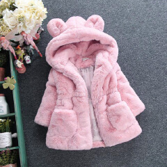 Baby Girl Clothes Winter Warm Fur Coat Girl Wool Sweater Fur Padded Jackets Big Ears Thickened Quilted Cotton Baby Coats