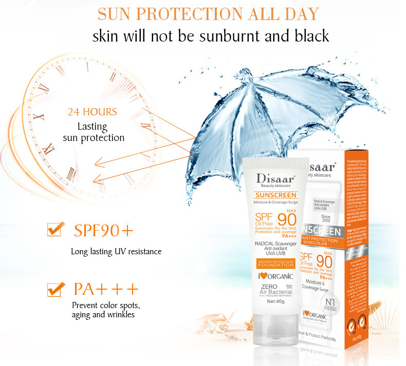 New Sunscreen Lotion Facial Skin Care Sunscreen Cream SPF90 Anti-Aging  Moisturizing Oil Free Radical Scavenger Anti Oxidant UVA/UVB