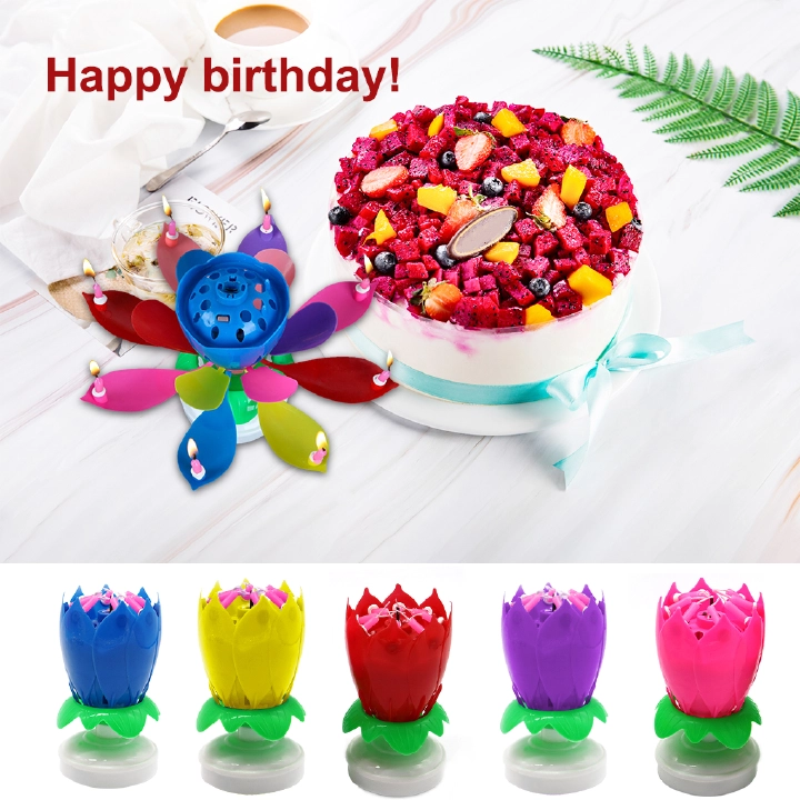 New Birthday Cake Music Candles Lotus Candles Lotus Flower Christmas Festival Decorative Music Wedding Party Gift