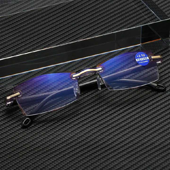 New Anti Blue Light Blocking Rimless Reading Glasses Women Men Square Frameless Presbyopic Glasses Eyewear Frames