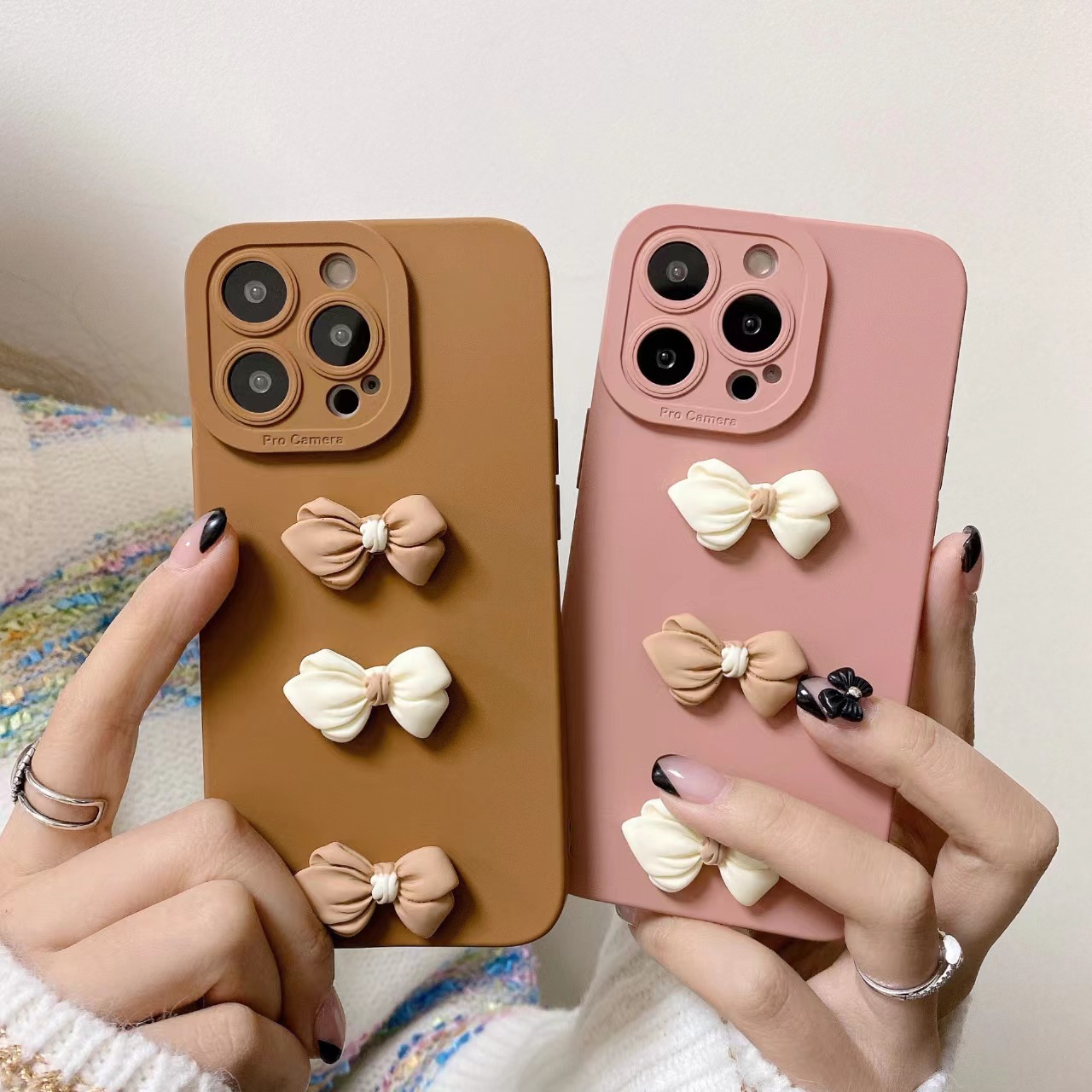 New Bow Tie Shockproof Phone Case For iPhone OPPO Huawei Samsung Xiaomi Phones Cover Fashion Candy Color Matte Back Covers