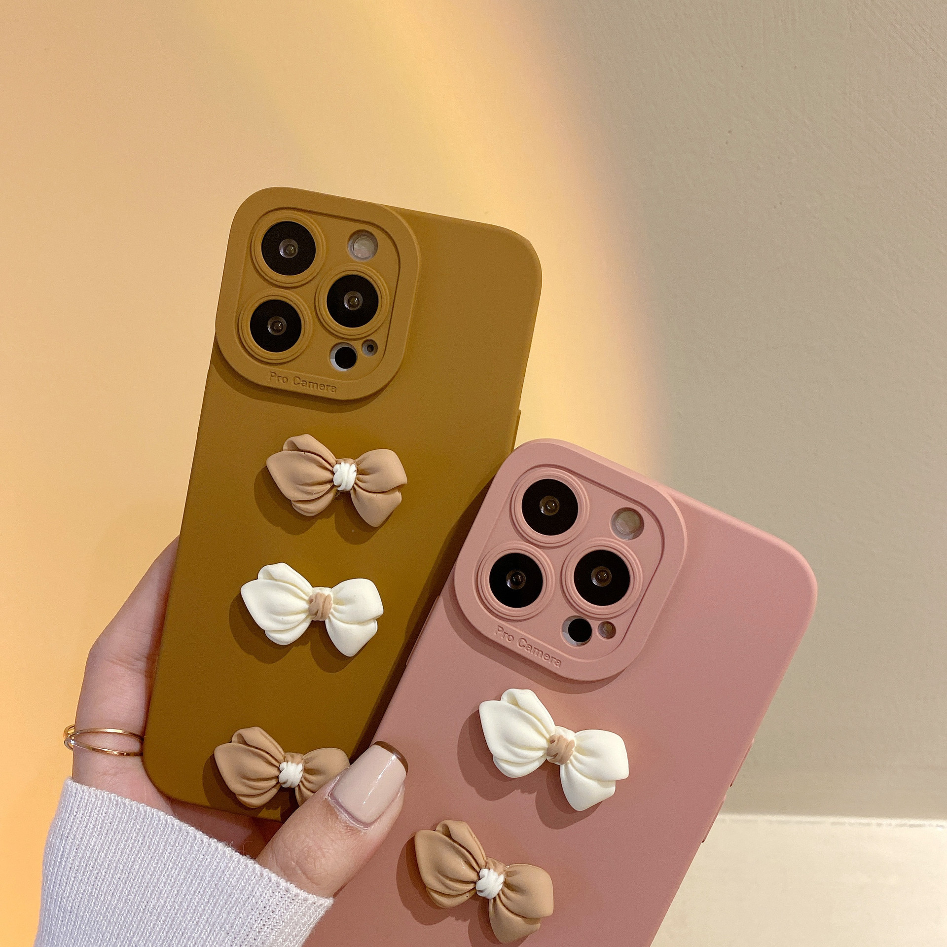 New Bow Tie Shockproof Phone Case For iPhone OPPO Huawei Samsung Xiaomi Phones Cover Fashion Candy Color Matte Back Covers