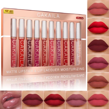 10PCS Lipsticks Set Long Lasting Nonstick Cup Makeup Cosmetics Kit For Girl Women Lipstick Makeup Cosmetics Lips INS Hot