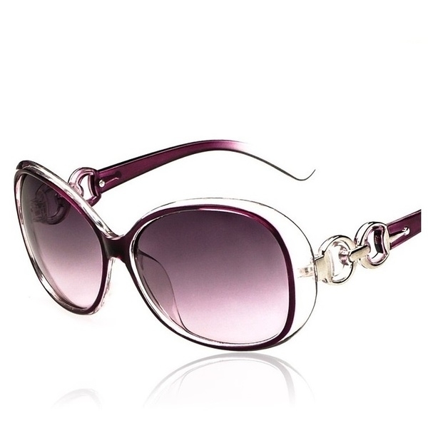 Women Purple Anti-UV Resin Lens Sunglasses