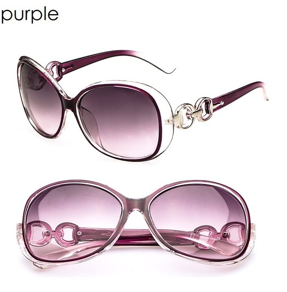 Women Purple Anti-UV Resin Lens Sunglasses
