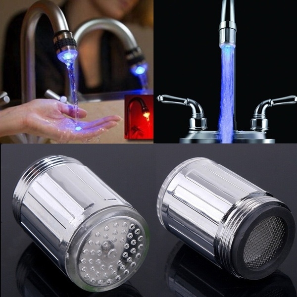 New LED Light kitchen Water Shower Spraying Head Faucet Bathroom