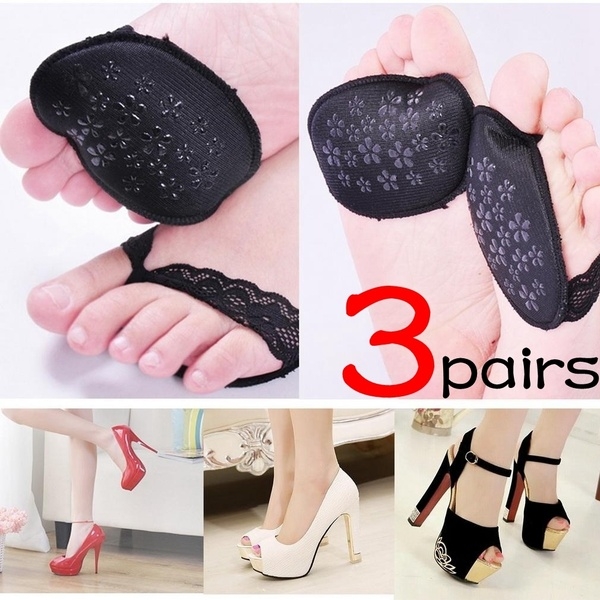 4 Pairs Fashion Ladies Forefoot Invisible High Heeled Shoes/Slip Resistant Half Yard Pads black