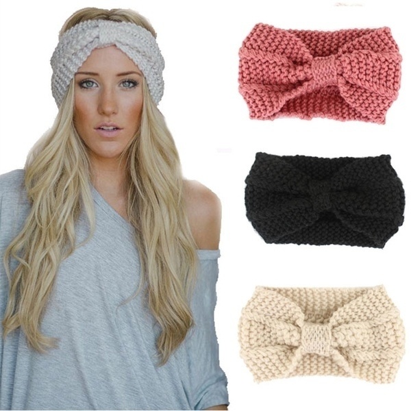 Head Bands Knitted Turban Headbands Winter Warm Crochet Head Wrap Wide Ear Warmer Hairband For Women