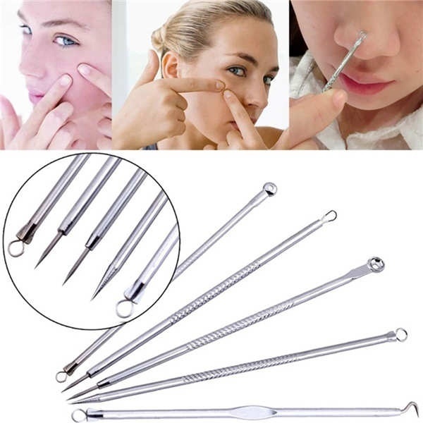 7pcs Blackhead Whitehead Pimple Spot Comedone Acne Extractor Remover Popper Tool Kit
