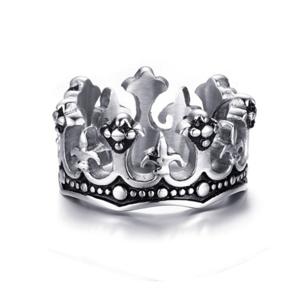 Sally Shop High Quality Men's Ring Black Royal King Crown Cross Vintage Rings Jewelry Domineering