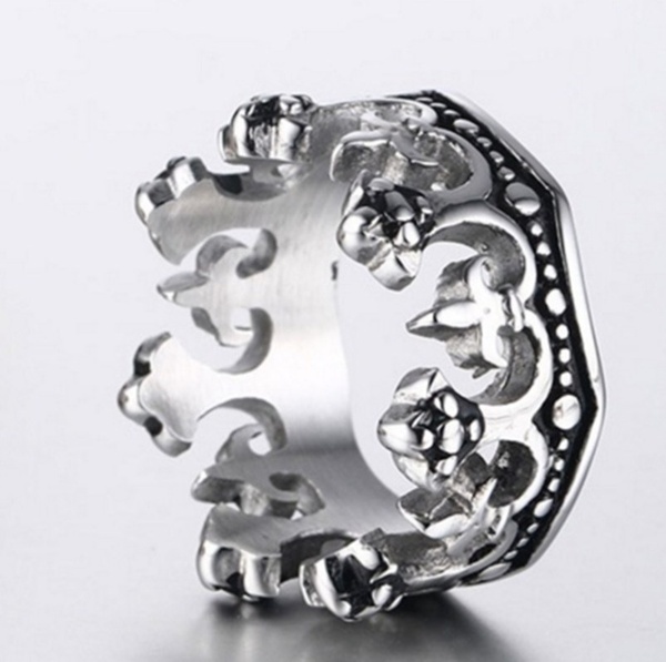 Sally Shop High Quality Men's Ring Black Royal King Crown Cross Vintage Rings Jewelry Domineering