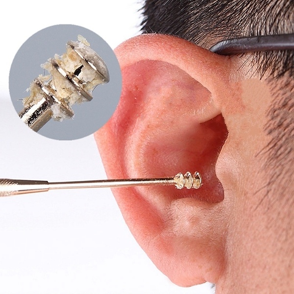 6PCS/Set Stainless Steel Spiral Portable Earpick Spoon Ear Wax Remover Cleaner Ear Care Beauty Tool