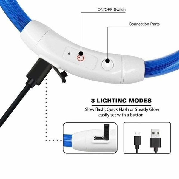 Nylon Fluorescent Collars Pet Supplies Shining Pet Dog Collar LED Light Luminous Pet Collar Traction