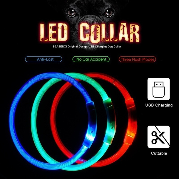 Nylon Fluorescent Collars Pet Supplies Shining Pet Dog Collar LED Light Luminous Pet Collar Traction