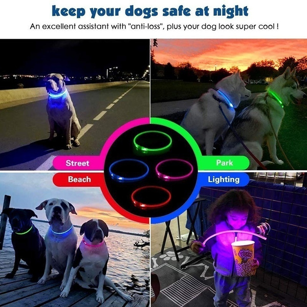 Nylon Fluorescent Collars Pet Supplies Shining Pet Dog Collar LED Light Luminous Pet Collar Traction