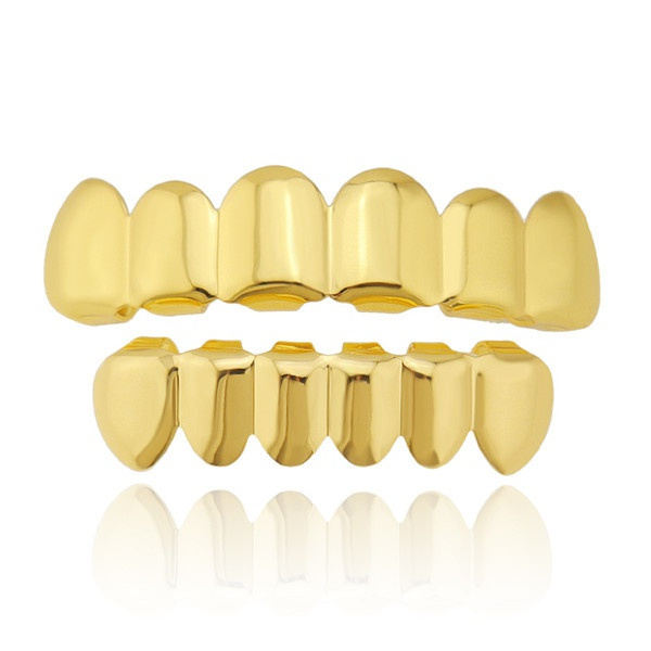 1pcs/2pcs New Unisex 18K Hip Hop Teeth Grillz Set Top Bottom Mouth Teeth Grills Fashion Removable