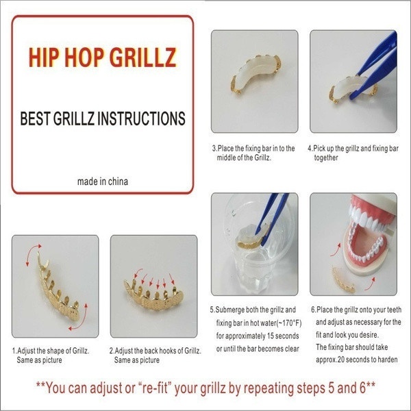 1pcs/2pcs New Unisex 18K Hip Hop Teeth Grillz Set Top Bottom Mouth Teeth Grills Fashion Removable