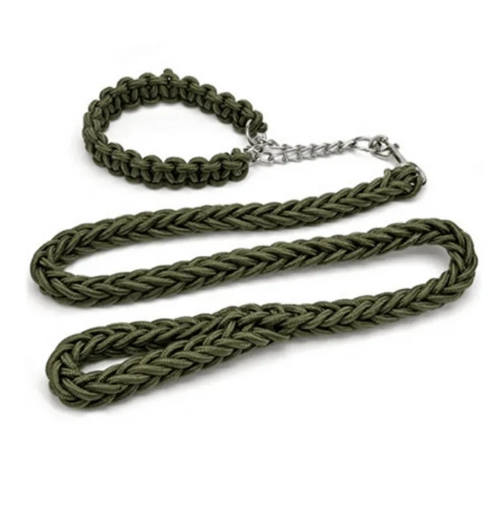 Pet Adjustable Nylon Dog Rope Slip Training Walking Leash Pet Collar Traction Rope for Large Dogs