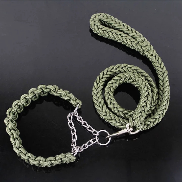 Pet Adjustable Nylon Dog Rope Slip Training Walking Leash Pet Collar Traction Rope for Large Dogs