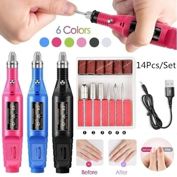 Set New USB Charging Electric Nail Drill Machine Polish Grinding Nail Art Manicure Tool