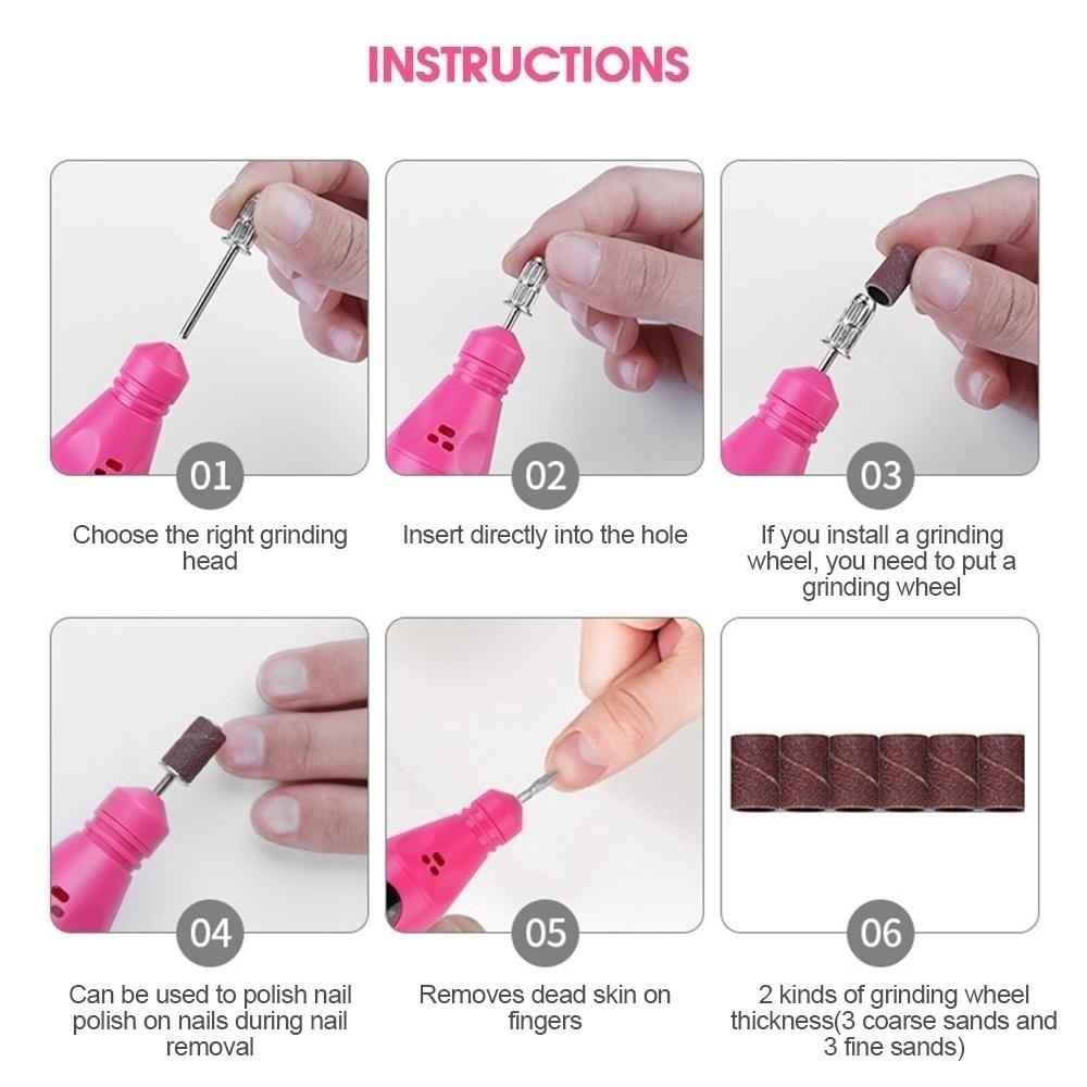 Set New USB Charging Electric Nail Drill Machine Polish Grinding Nail Art Manicure Tool