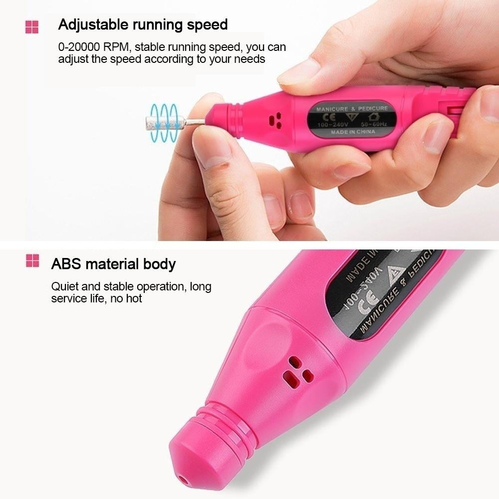 Set New USB Charging Electric Nail Drill Machine Polish Grinding Nail Art Manicure Tool
