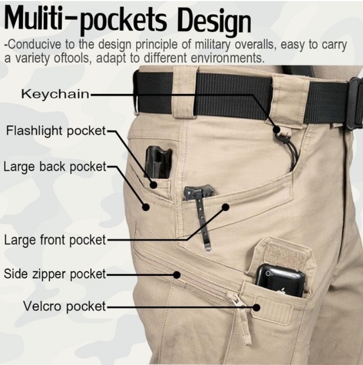 Men's Waterproof Outdoor Tactical Trousers Multi-pocket Breathable Work Pants Cargo Pants