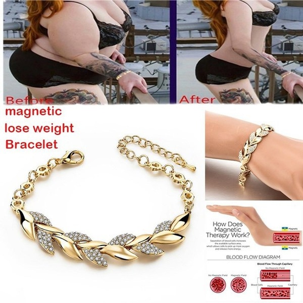 2022 Luxury 12K/18K Gold Braided (Leaves Means Lasting Love) Slimming Bracelet Arthritis Pain Relief Smooth Sterling Silver Magnetic Bracele