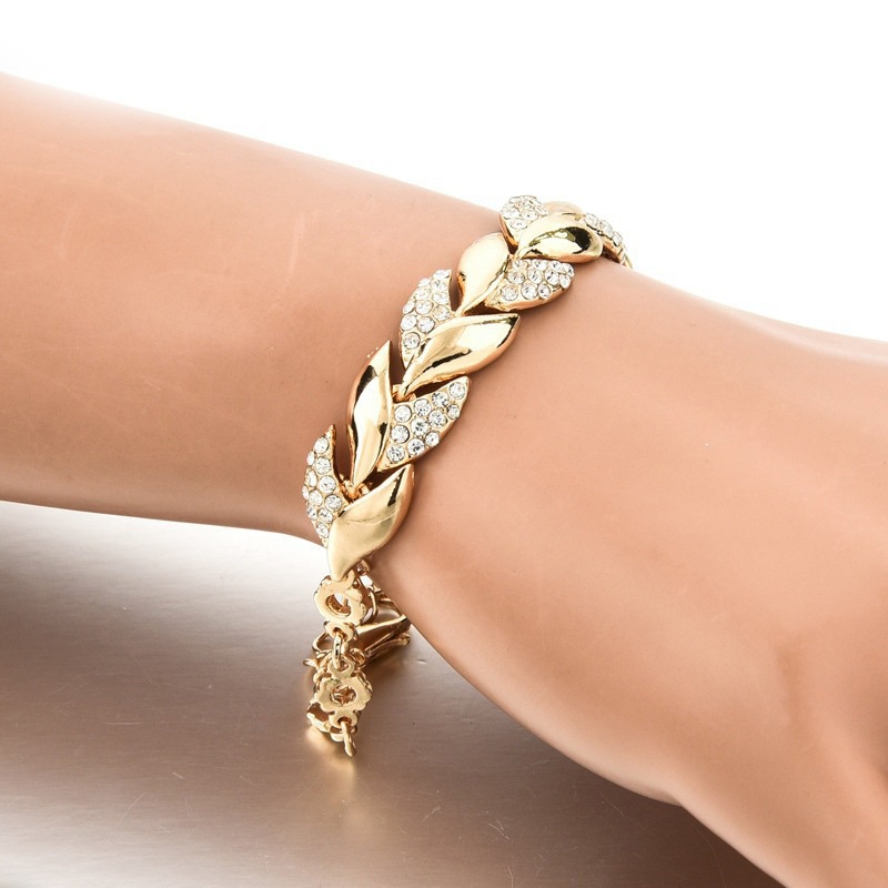 2022 Luxury 12K/18K Gold Braided (Leaves Means Lasting Love) Slimming Bracelet Arthritis Pain Relief Smooth Sterling Silver Magnetic Bracele