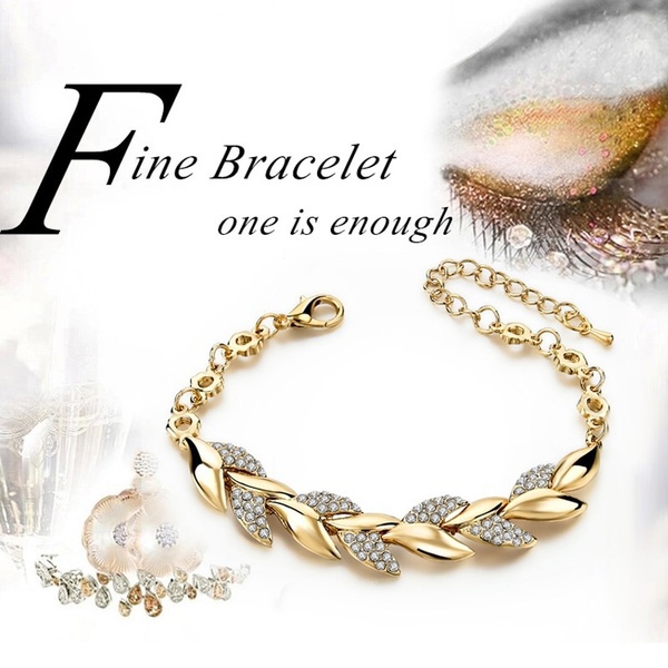 2022 Luxury 12K/18K Gold Braided (Leaves Means Lasting Love) Slimming Bracelet Arthritis Pain Relief Smooth Sterling Silver Magnetic Bracele