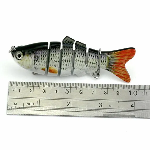 3pc Fishing Lure 5 Segments Crank 3D Eyes Fish Shape Tackle Hook 1pc