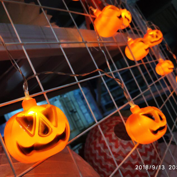 Battery Operated LED Fairy String Lights 3D Pumpkin 10 LED Lights Halloween Decoration Lights