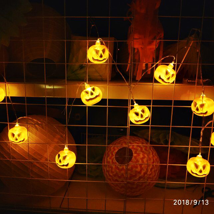 Battery Operated LED Fairy String Lights 3D Pumpkin 10 LED Lights Halloween Decoration Lights