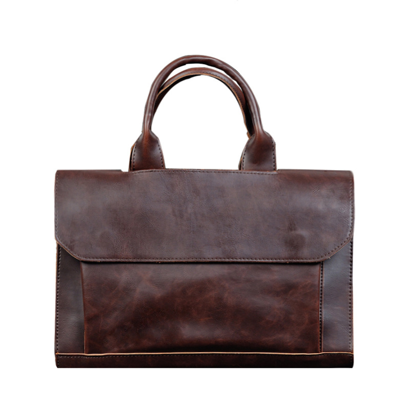 Men's Genuine Leather Briefcase Business Laptop Bag Shoulder Messenger Bag Fashion  Waterproof