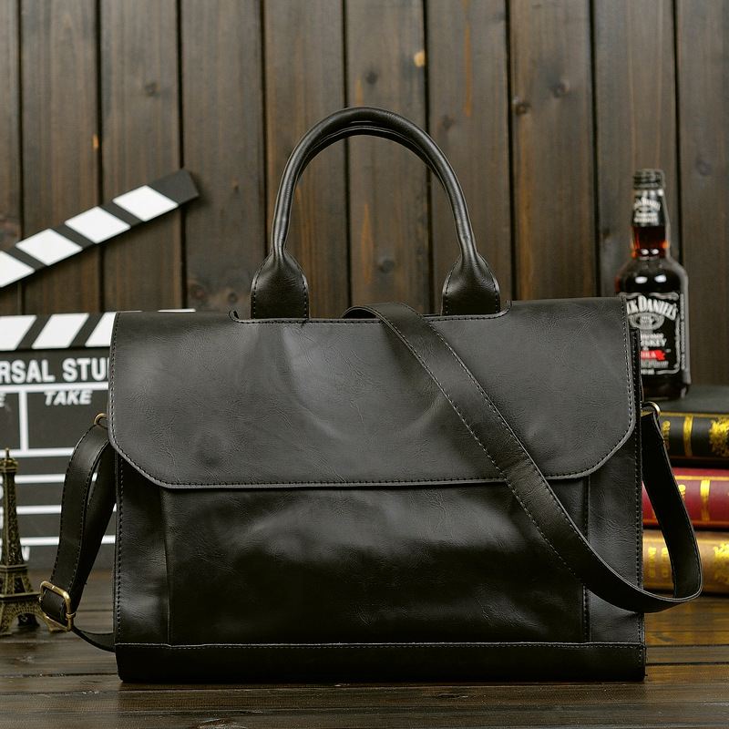 Men's Genuine Leather Briefcase Business Laptop Bag Shoulder Messenger Bag Fashion  Waterproof